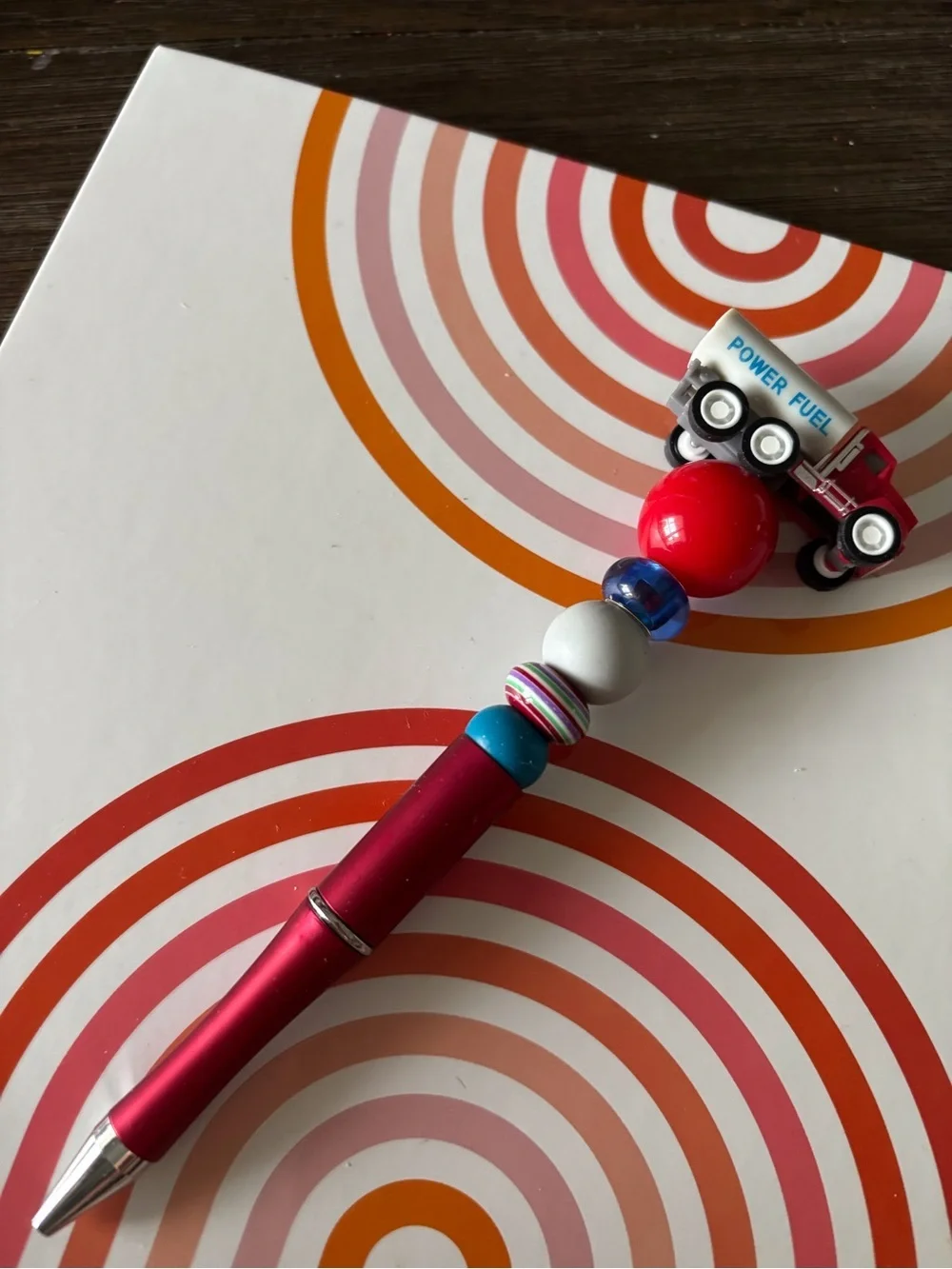 Large Trucks: Fuel Truck Handmade Beaded Pen